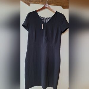 NWT Talbots Womens Short/Cap Sleeve Knee-length Zip Black Dress Size 16